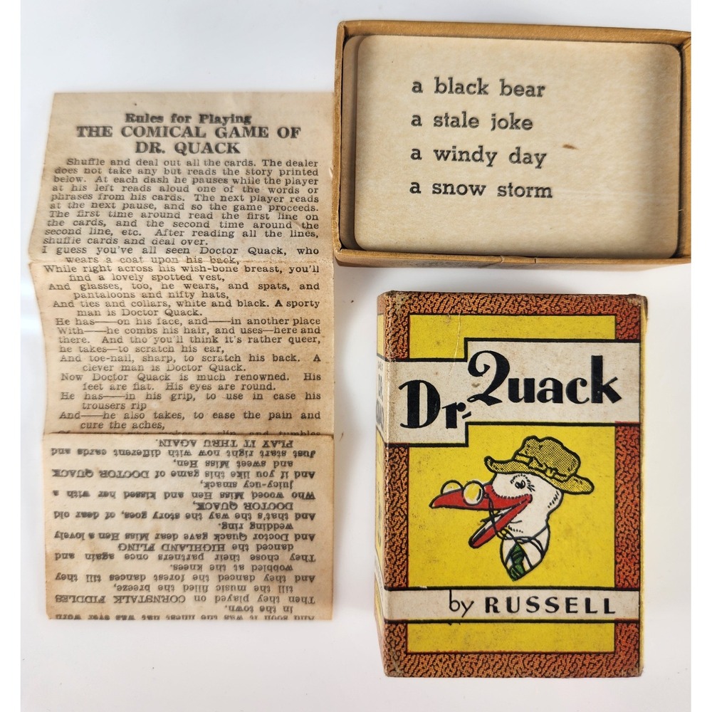 Vtg Russell Big Little Cards 2 Games Dr Quacks + Authors Great Graphics 1939